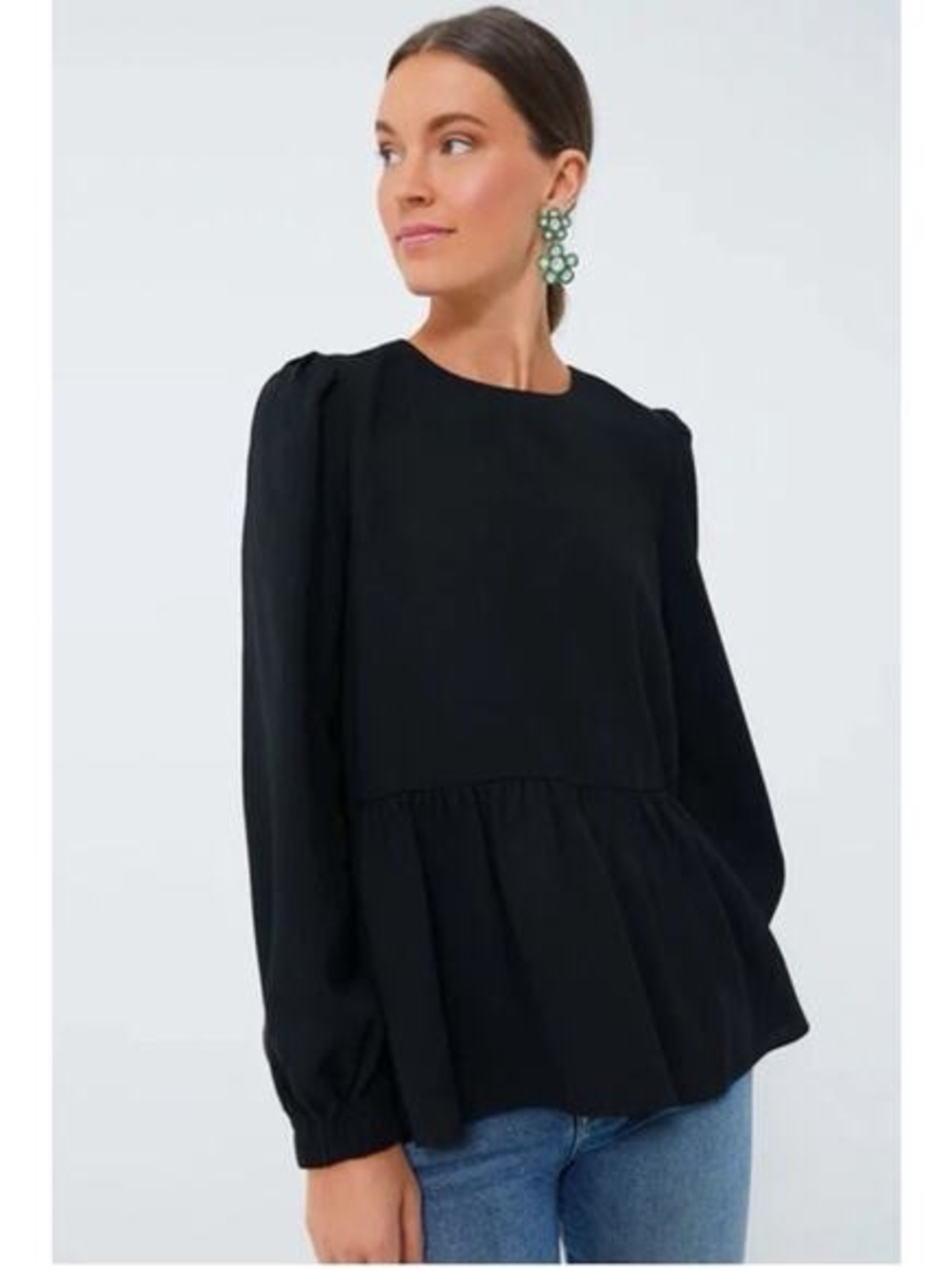 Tuckernuck black Pomander Place Carlota peplum blouse size XXL